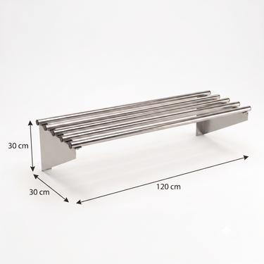 Repisa Tubular 120x30cm Acero Inoxidable