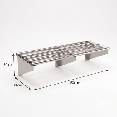 Repisa Tubular 150x30cm Acero Inoxidable