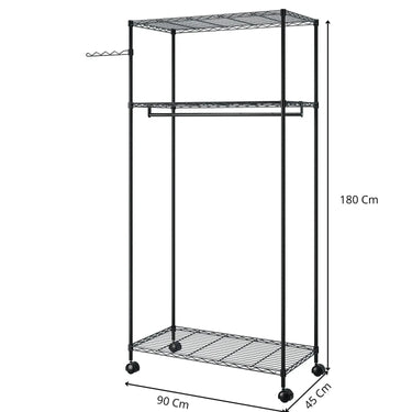 Perchero Epoxico 90x45x180cm 3 Niveles 1 Barra c/rueda