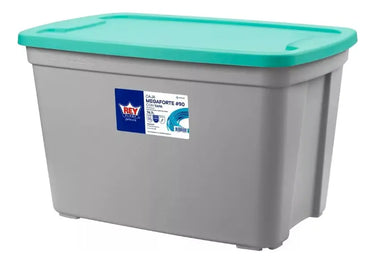 Caja Organizadora 75 Litros Megaforte Color Gris Liso