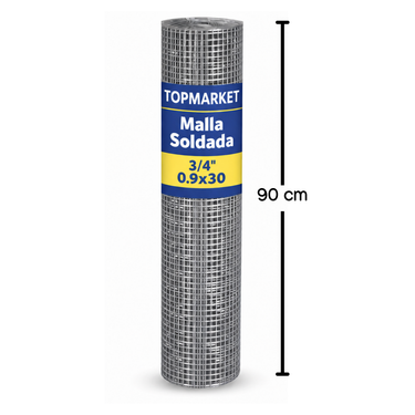 Malla Cuadrada Soldada 3/4" 0.9 x 30 Mt