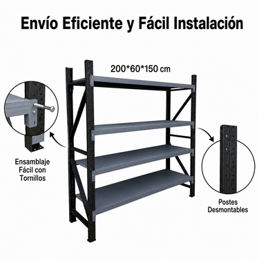 Estante Rack 200x60x200cm 800kg