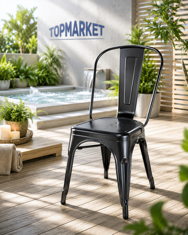Silla Tolix Negra para Terraza