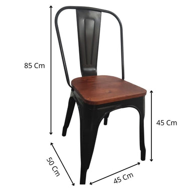 Silla Tolix con Asiento de Madera para Terraza