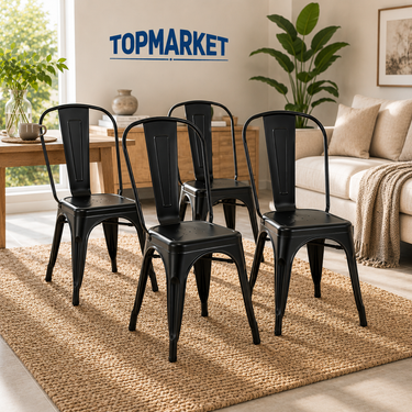 Silla Tolix Negra para Terraza