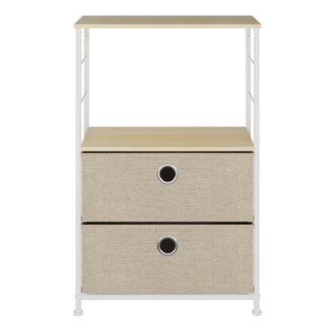 Comoda de 2 Cajones Beige/Blanco