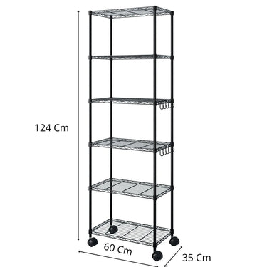 Estante Epoxico 60x35x185cm 6 Niveles c/rueda 120-320kg