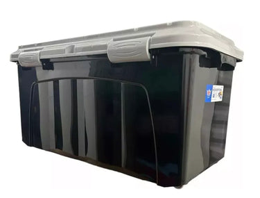 Baúl Reyplast para Bodega Almacenamiento Jardín 90L con Ruedas Multiuso Negro/gris