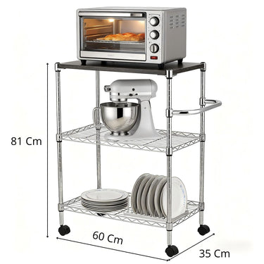 Carro Cromado 60x35x80cm 3 Niveles