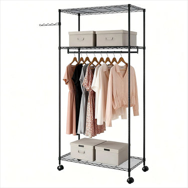 Perchero Epoxico 90x45x180cm 3 Niveles 1 Barra c/rueda