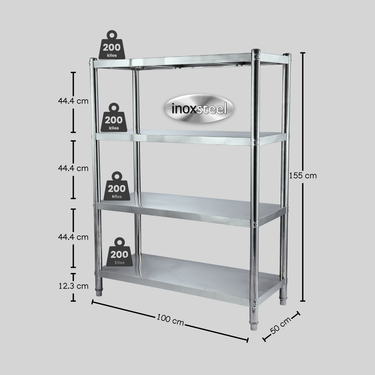 Estante 100% Acero Inoxidable 100x50x155 cm