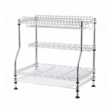 Estante para tazones de capa de metal cromado para cocina de bandejas, soporte para platos