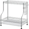 Estante para tazones de capa de metal cromado para cocina, soporte para platos