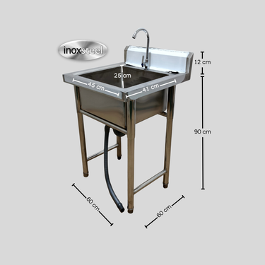 Lavafondo Acero Inoxidable 60x60 cm - Grifería para Cocina Industrial o Doméstica