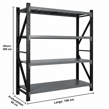 Estante Rack 150x60x200cm 800kg