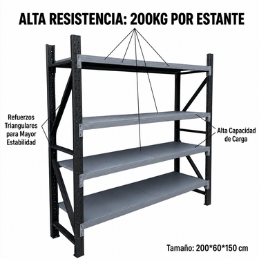 Estante Rack 150x60x200cm 800kg