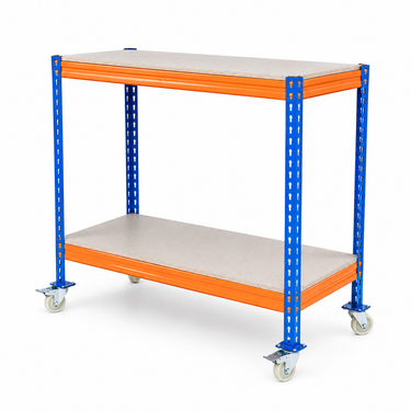 Mesa Metálica 2 niveles con Ruedas 120x60x96cm - 600kg