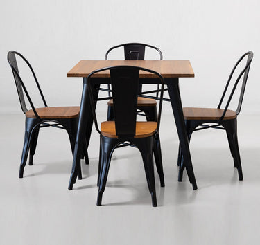 Silla Tolix con Asiento de Madera para Terraza
