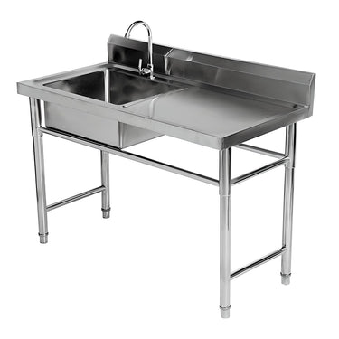 Lavafondo Acero Inoxidable 120x60 cm - Secador Derecho y Grifería Industrial