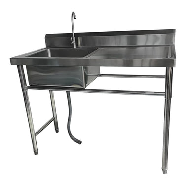 Lavafondo Acero Inoxidable 120x60 cm - Secador Derecho y Grifería Industrial