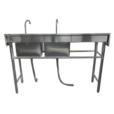 Lavafondo Doble Acero Inoxidable 180x60 cm - Secador Izquierdo y Grifería para Cocina Industrial
