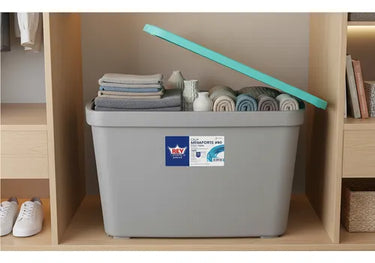 Caja Organizadora 75 Litros Megaforte Color Gris Liso